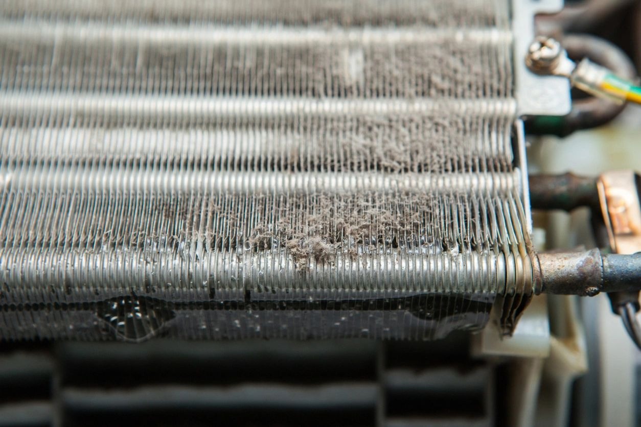 A close up of the inside of an air conditioner